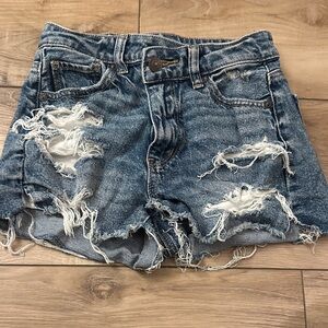 American Eagle Outfitters Blue Distressed Jean Shorts